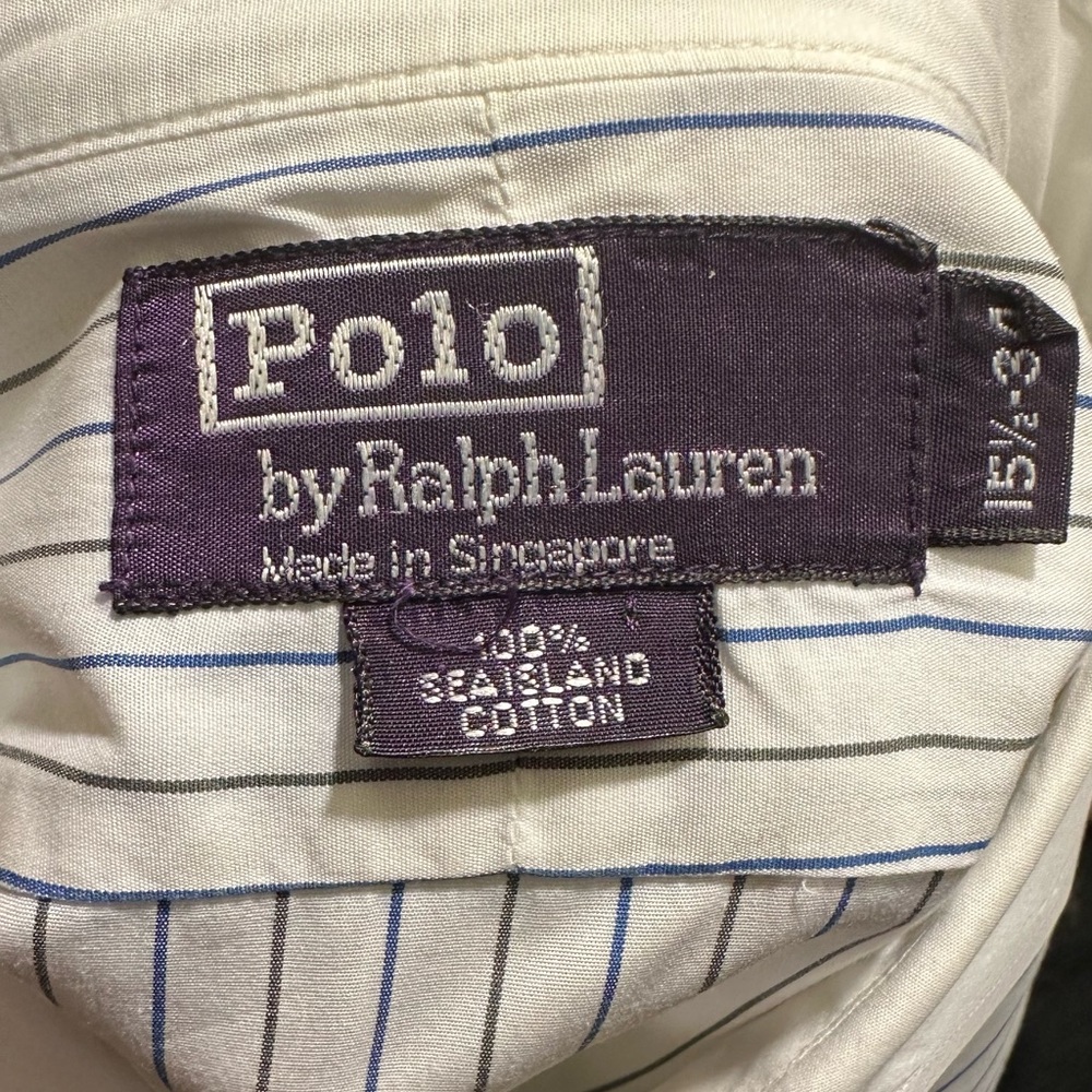 Ralph Lauren Purple Label Men’s Shirt French Cuff Cutaway White Pinstripe 15.5 L - Picture 8 of 9